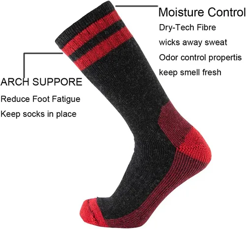 Miniatura 2 de Cerebro Calcetines de lana merino para hombre, calcetines acolchados a media pantorrilla que absorben la humedad, calcetines de senderismo