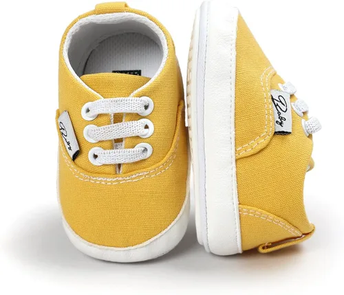 Tenis unisex de lona para bebés y niñas suela de goma suave tobillo alto zapatos de cuna para niños pequeños para primeros caminos