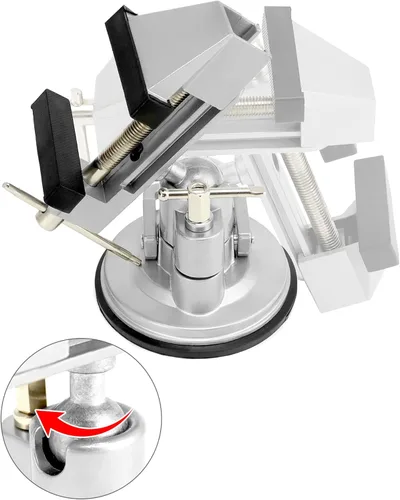 Miniatura 2 de QWORK Tornillo de base de vacío portátil con rotación multiángulo, tornillo de pivote de 3.15 pulgadas de ancho de mandíbula tornillo de banco
