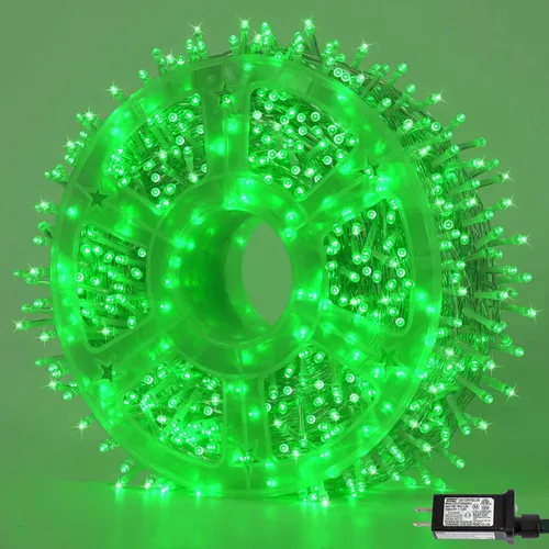 Miniatura 24 de QITONG Tira de luces rojas y verdes para exteriores, 165 pies, 500 luces LED de alambre transparente de Navidad para interiores, 8 modos de luz