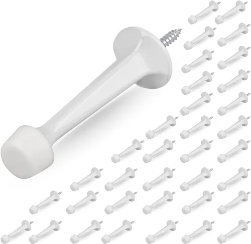 Miniatura 25 de HOMOTEK - Paquete de 12 topes de puerta rígidos sólidos resistentes con punta de goma suave, tope de puerta de zinc fundido para proteger la pared