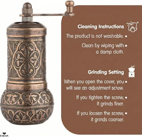 Miniatura 5 de Molinillo de sal y pimienta negra, molinillo de especias recargable, molinillo de pimienta turca vintage, molinillo de sal auténtico con grosor