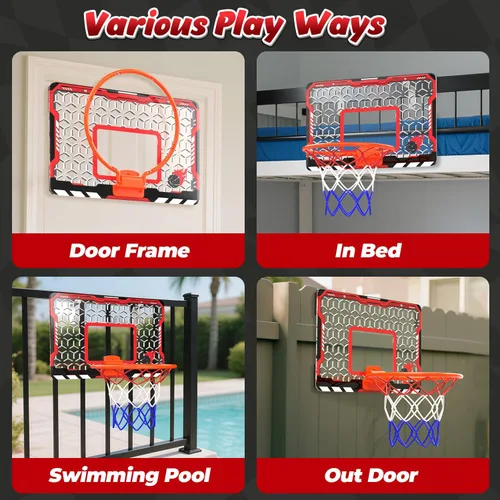 Miniatura 3 de Aro de Baloncesto Mini EagleStone para Puerta y Pared, Llanta Plegable con 3 Bolas y Bomba, Juego de Juguete de Baloncesto para Interiores