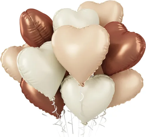 Miniatura 50 de Globos de corazón azul bebé, 10 piezas de globos en forma de corazón azul claro y blanco pastel, globos de papel de aluminio blanco arena crema
