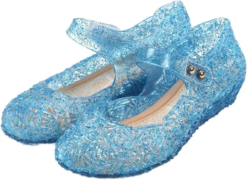 Zapatos bajos tipo princesa inspirados en disfraces de Frozen, Elsa y reina de nieve, para niñas