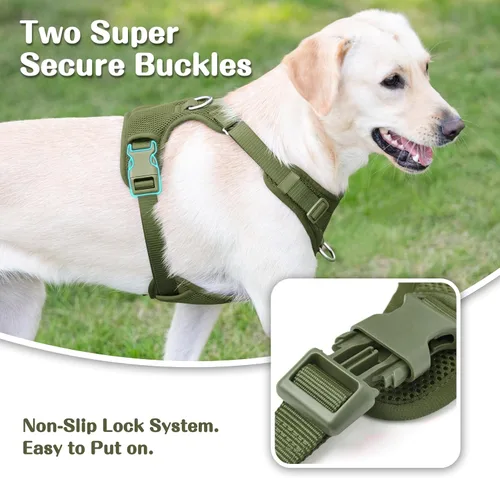 Miniatura 5 de Arnés sin tirones para perros pequeños, medianos y grandes, chaleco de malla ajustable de 2 capas con doble clip, a prueba de escapes, liberación