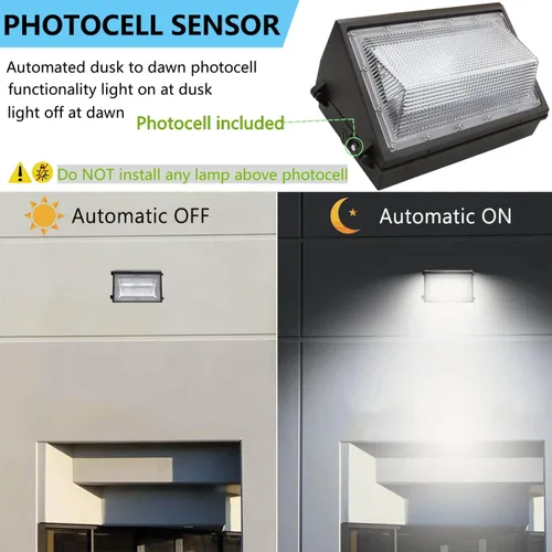 Miniatura 3 de Paquete de 2 lámparas LED de pared de 100 W del anochecer al amanecer, 13000LM 400-600W equivalente a HPS/HID, iluminación de seguridad al aire