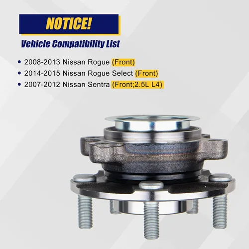 Miniatura 2 de KUSATEC 2 unidades 513298 Conjunto de cubo de rodamiento de rueda delantera para Nissan Rogue 2008-2013 2014-2015 Rogue Select 2007-2012 Nissan