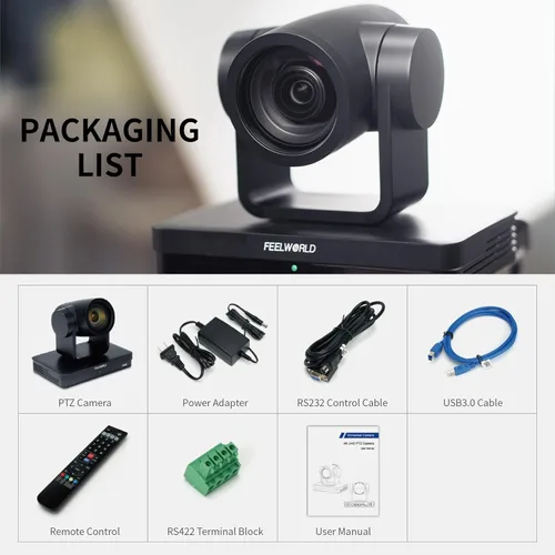 Miniatura 9 de FEELWORLD UHD4K12X 4K PTZ Cámara USB POE 12X Zoom óptico Pan Tilt Zoom, AI Auto Tracking Fcous SDI HDMI IP Control remoto para transmisión en vivo