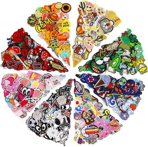 Miniatura 9 de NICEVINYL Parches aleatorios para planchar en la ropa: 120 unidades con diseños de flores y corazones, parches con mariposas lindas bordadas