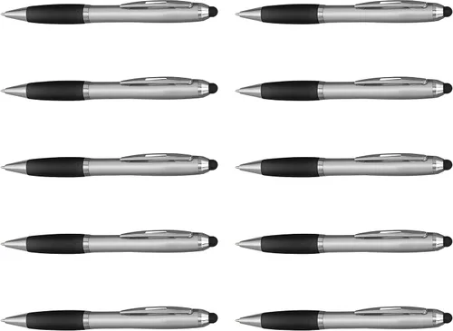 DISCOUNT PROMOS Juego de 10 bolígrafos Stylus, paquete a granel, tinta negra, ideal para oficina, escuela, negocios, ferias comerciales, eventos,