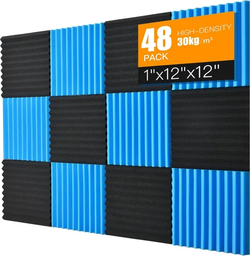 Miniatura 23 de Paquete de 24 paneles acústicos de espuma Saiqiang con aislamiento de sonido, paneles de espuma de 1 x 12 x 12 pulgadas, paneles de absorción