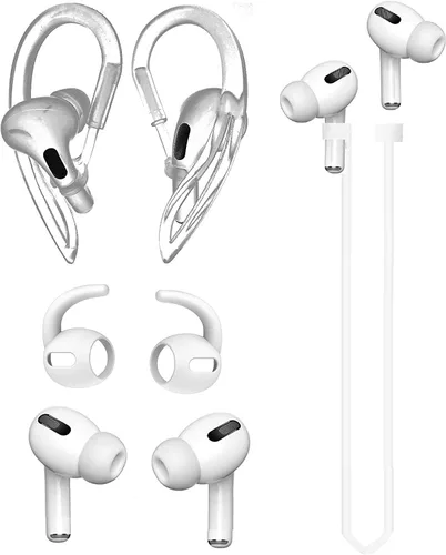 JNSA [Never Lose Your Air Pods Pro] Juego antideslizante, gancho deportivo para las orejas compatible con Air Pods Pro + Air Pods Pro para Blanco