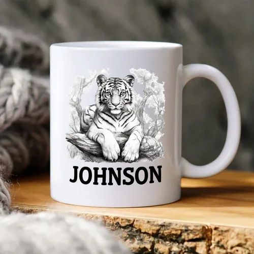 Miniatura 3 de Taza de café con nombre personalizado de oso de 11 y 15 onzas, taza de cerámica blanca con dibujo a lápiz de oso personalizado, regalo para niños