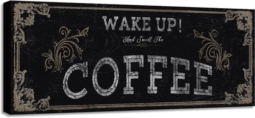 Miniatura 8 de Letrero retro para cafetería, café recién hecho, café con leche, tostado oscuro, capuchino, letrero de lienzo para decoración de bares, casa