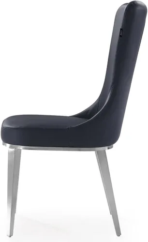 Miniatura 6 de ZURI Modern Norma Silla de comedor - Negro con base de acero inoxidable cepillado
