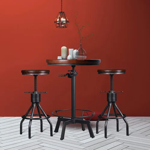 Miniatura 2 de LOKKHAN Mesa de barra industrial de 33.5 a 39.4 pulgadas de alto, altura de barra ajustable, mesa de pub de whisky bistró, mesa giratoria de 23.7