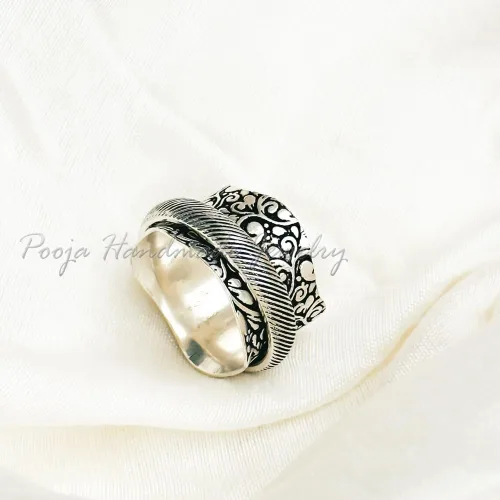 Miniatura 2 de Spinner Rings For Anxiety Women, 925 Silver Spinner Ring, Wide Band Ring, Meditation Ring Spinner, Fidget Spinner Ring, Spinning Silver Ring