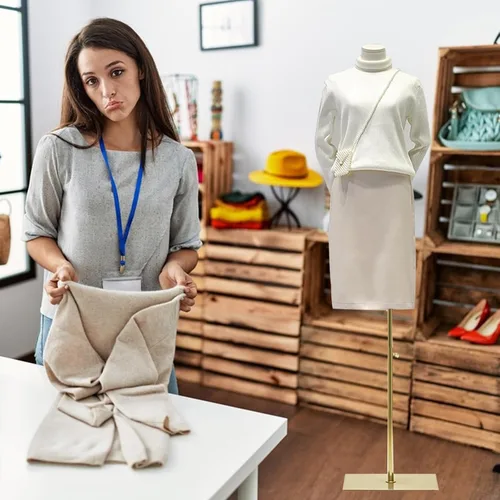 Miniatura 2 de Maniquí femenino con forma de torso para vestido, altura ajustable de 47" a 83", maniquí de exhibición con soporte de metal, manequí retro