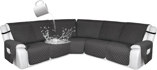 Miniatura 56 de HDCAXKJ Fundas de sofá seccional reclinable 100% impermeable, forma de L, funda de sofá reclinable lavable acolchada suave para mascotas, perro