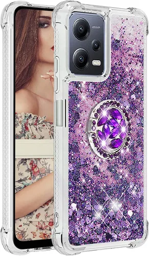 Miniatura 4 de CCSmall Funda brillante transparente brillante con purpurina para Xiaomi Redmi Note 12 5G (no 4G), cubierta de arena movediza líquida fluida