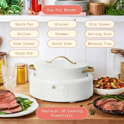 Miniatura 4 de 10 en 1 6 cuartos de galón eléctrico multi-cocina blanco glaseado por Drew Barrymore