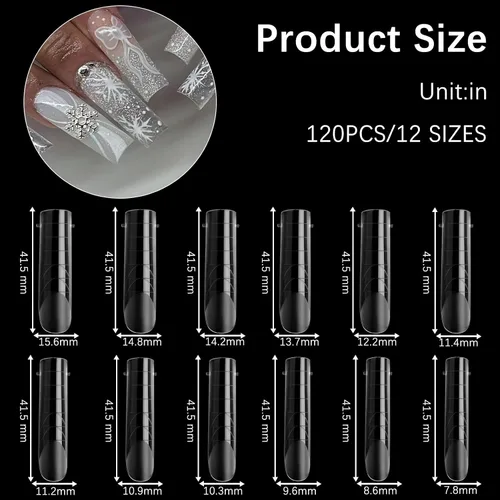 Miniatura 3 de 120 piezas de gel de extensión de polietileno con formas de uñas dobles con constructor de escamas para uñas de gel de manicura, diseño artístico