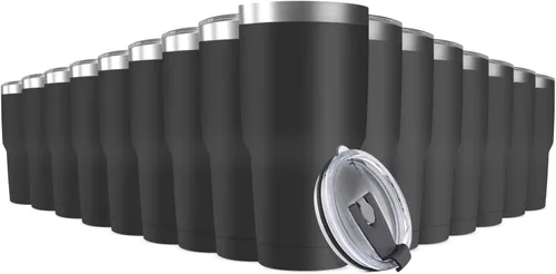 Miniatura 8 de Taza de viaje de acero inoxidable de 30 onzas con tapa, paquete de 16 vasos a granel aislados al vacío de doble pared, taza de café