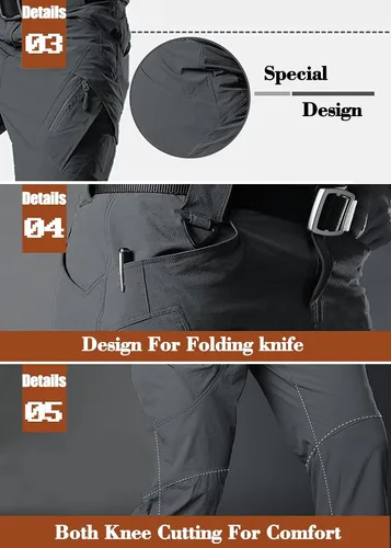 Miniatura 4 de MAGCOMSEN Pantalones de senderismo de trabajo para hombre con 9 bolsillos pantalones tácticos de secado rápido