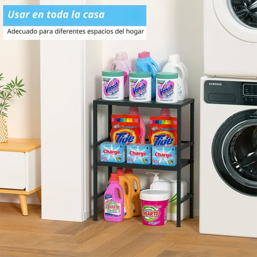 Miniatura 8 de Estantes de almacenamiento de metal expandibles de 2 niveles, estanterías resistentes de 150 libras y almacenamiento, organización de utilidad