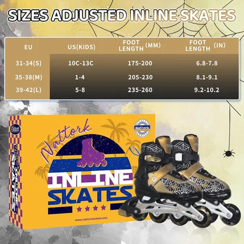 Miniatura 7 de Nattork Patines en línea ajustables para niños con ruedas de poliuretano flash, divertidos patines en línea con ruedas iluminadas, para edades de 4