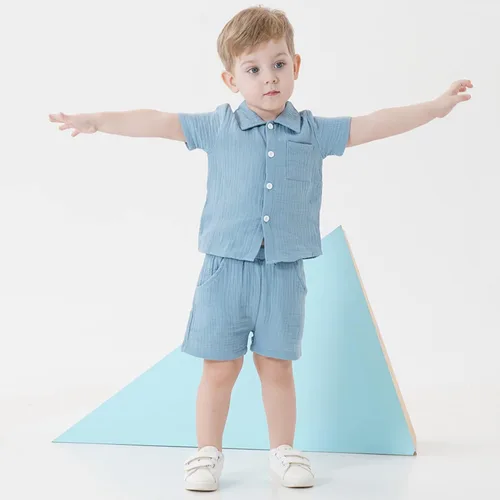 Miniatura 2 de Conjunto de ropa de verano para bebé y niño, camiseta de manga corta de algodón, pantalones cortos de dinosaurios, conjunto de ropa para niño
