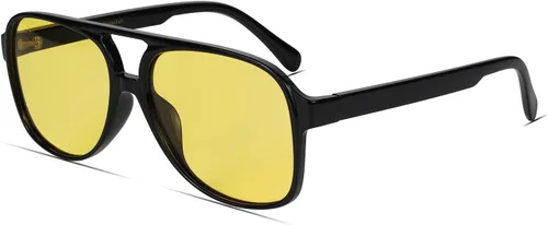 Lentes de sol vintage retro de los años 70 para mujer y hombre, montura clásica, cuadrada y grande estilo aviador, lentes naranjas de moda UV400