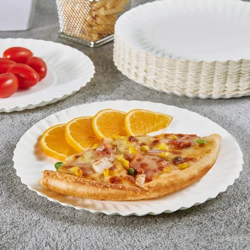 Miniatura 5 de JOLLY PARTY Platos de papel de 8.5 pulgadas sin recubrimiento, 600 unidades de platos desechables diarios, platos de papel ligeros blancos, platos