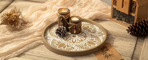Miniatura 3 de Hanobe Bandeja decorativa redonda para mesa: bandejas de mesa de café boho para decoración del hogar – Medio siglo Farmhouse Circle Wood Serving