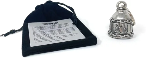 Miniatura 4 de Bravo Bells DILLIGAF Bell - Accesorio de campana de motociclista o llavero para la buena suerte en la carretera, Peltre, Sin gemas.