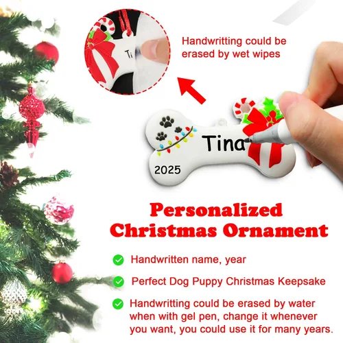 Miniatura 4 de Adorno de Navidad de Hueso de Perro 2025 Personalizado Decoración Colgante para Cachorros Perros Personalizada Manuscrita Primer Regalo Colgante
