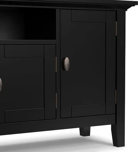 Miniatura 10 de SIMPLIHOME Redmond - Soporte para TV, consola multimedia de madera maciza de 72 pulgadas de ancho en negro, centro de entretenimiento de transición