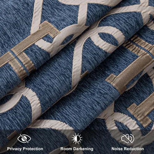 Miniatura 6 de Cortinas opacas modernas de letra H para sala de estar, cortina de ventana de lujo con patrón de cadena de chenilla, jacquard de 84 pulgadas
