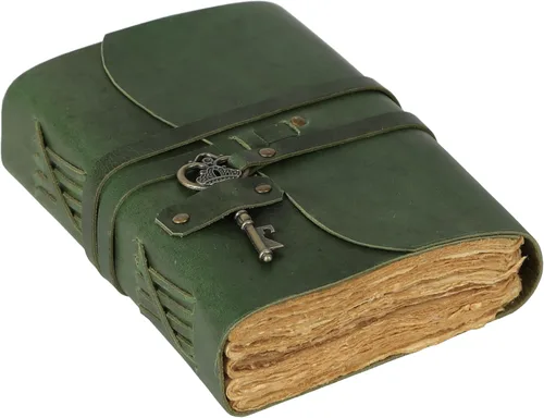 Miniatura 8 de Diario de Cuero Vintage Diario de Viaje Retro, Un Cuaderno de Papel Hecho a Mano Exclusivo con Diario Encuadernado en Cuero con Llave Diario Vintage