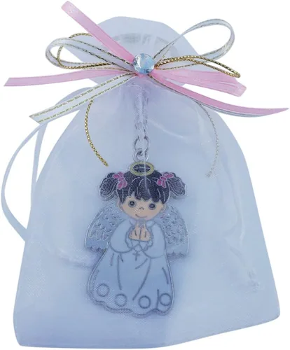 Llavero de bautismo de primera comunión (12 piezas) Ángel niña con bolsas decoradas de organza/Recuerdos para Primera Comunión BAUTIZO Niña