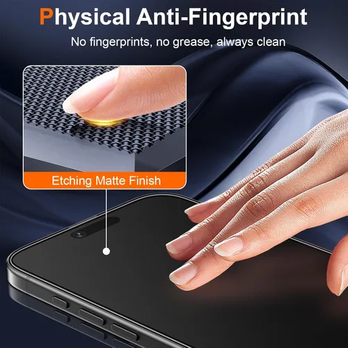 Miniatura 4 de Paquete de 2 protectores de pantalla de privacidad mate para iPhone Air / 17 Air de 6.5 pulgadas con marco de instalación, cobertura completa
