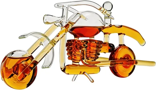 Juego de decantador de whisky y vino en forma de motocicleta con regalos de motocicleta, regalos de moto, dispensador para vino, whisky escocés,