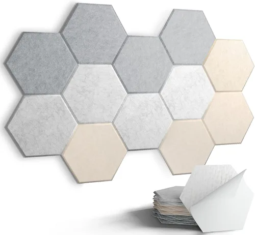 Miniatura 19 de Paneles acústicos, Magrowill, paquete de 12 paneles de pared insonorizados, paneles acústicos de alta densidad absorbentes de sonido