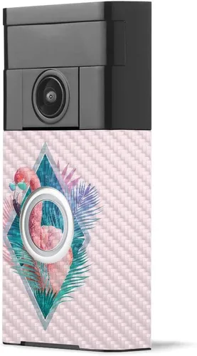 Miniatura 13 de MightySkins - Piel de fibra de carbono para timbre de video con anillo – Madera abstracta Acabado de fibra de carbono texturizado protector
