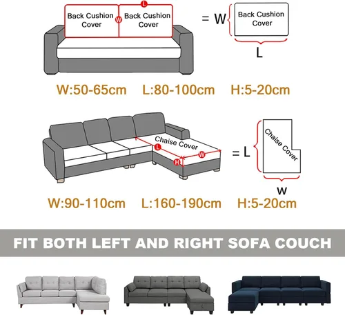 Miniatura 8 de ele ELEOPTION Fundas para sofá, fundas universales mágicas para sofá, funda elástica para sofá en forma de L para sofá seccional, funda de sofá
