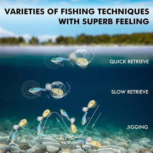Miniatura 6 de TRUSCEND Cebos Giratorios de Pesca Swim o Jig para Agua Dulce y Salada, Señuelos de Pesca Rooster Tail para Trucha Lubina Lucioperca Crappie Salmón