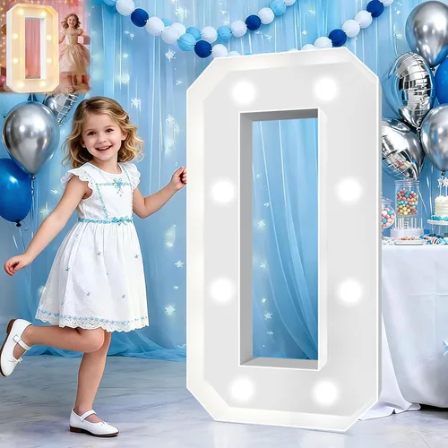 Miniatura 64 de Pooqla Letras de marquesina iluminadas de 3 pies, letras de marquesina con luz LED blanca fría y blanca cálida, letras de mosaico gigante para Letra