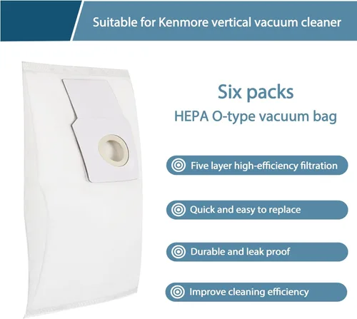 Miniatura 3 de 53294 Style O HEPA Bolsas de vacío de tela para aspiradoras verticales Kenmore progresivas 53293 50690 60510 31140 31150 BU1005 BU1018 Bolsas