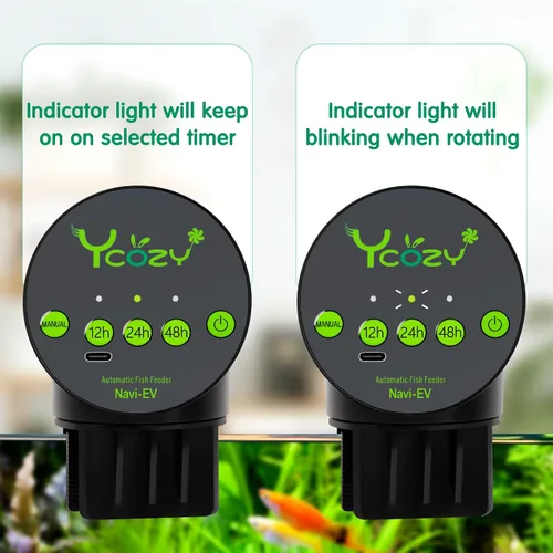 Miniatura 6 de Ycozy Comedero automático para peces recargable con cable USB, a prueba de humedad, alimentador eléctrico inteligente para peces/tortugas